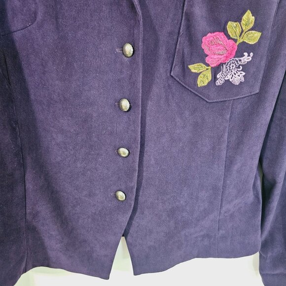 Vintage R&K Originals Embroidered Floral Pocket Purple Blazer Jacket Sz 12《908》J - Picture 3 of 7